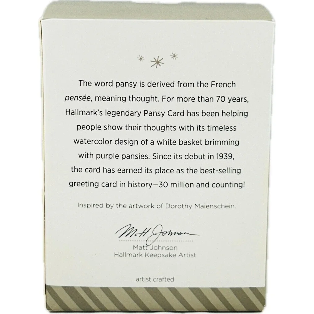 Hallmark Pansies Stand For Thoughts 2014 Keepsake Ornament OS Purple Flower Cart